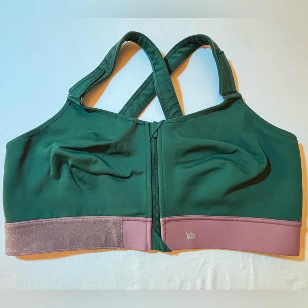 Shefit Ultimate Sports Bra Small Luxe Green Zip Front Adjustable High Impact